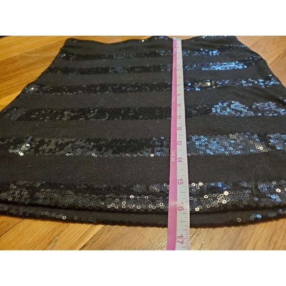 Forever 21 black stretch mini skirt sequin stripes - Picture 3 of 6